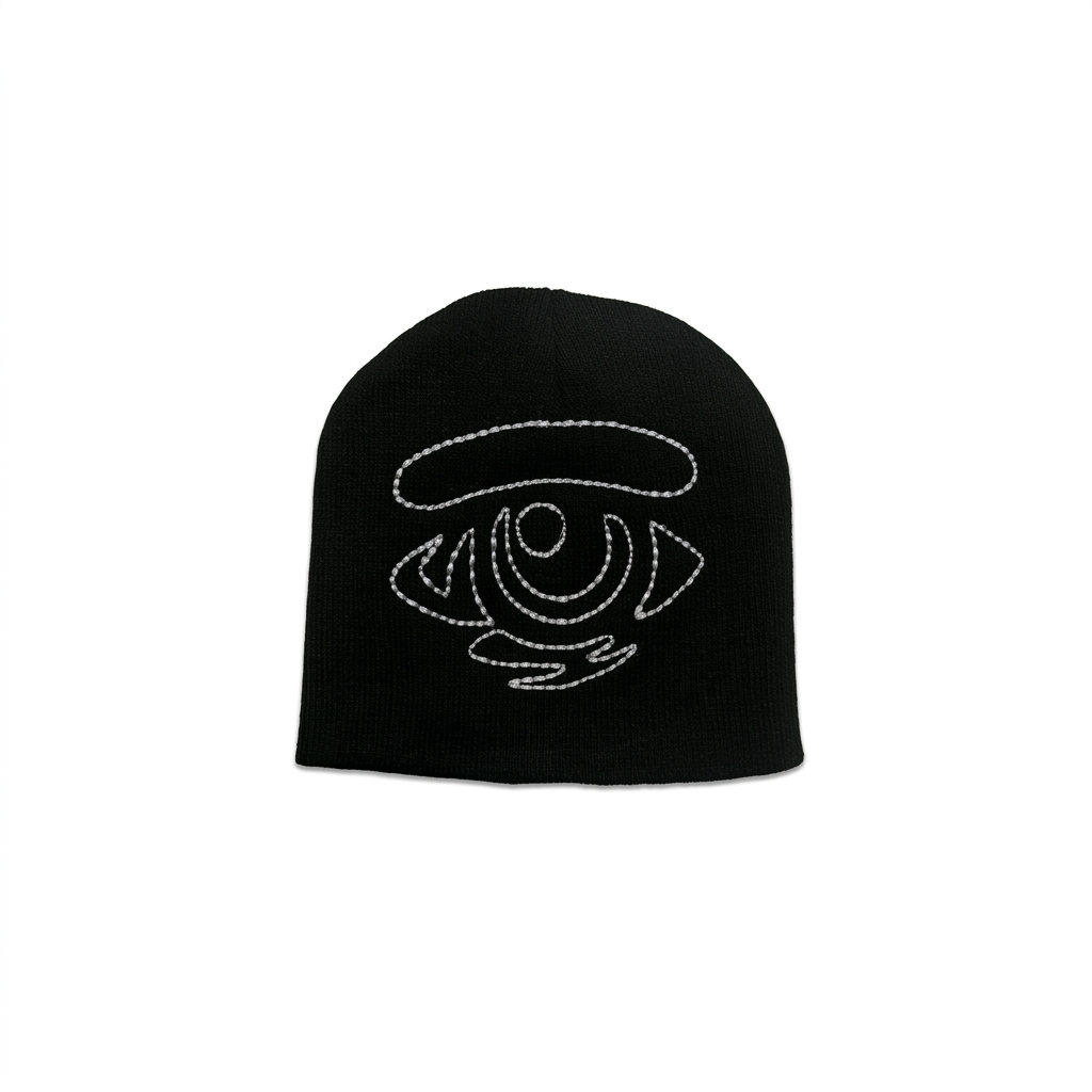 White stitch beanie with square padding